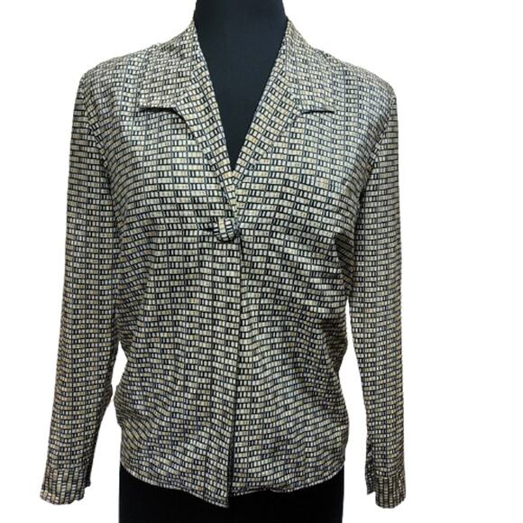 Yellow and Black Collared Blouse Size Small - Picture 1 of 4